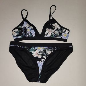 Athleta Floral Swim Bikini Top Small Bottom Medium